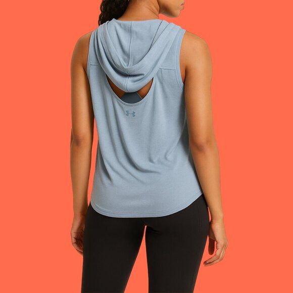 Under Armour Blue Sleeveless Hoodie Tank with Back Cutout | Size M - Picture 2 of 9